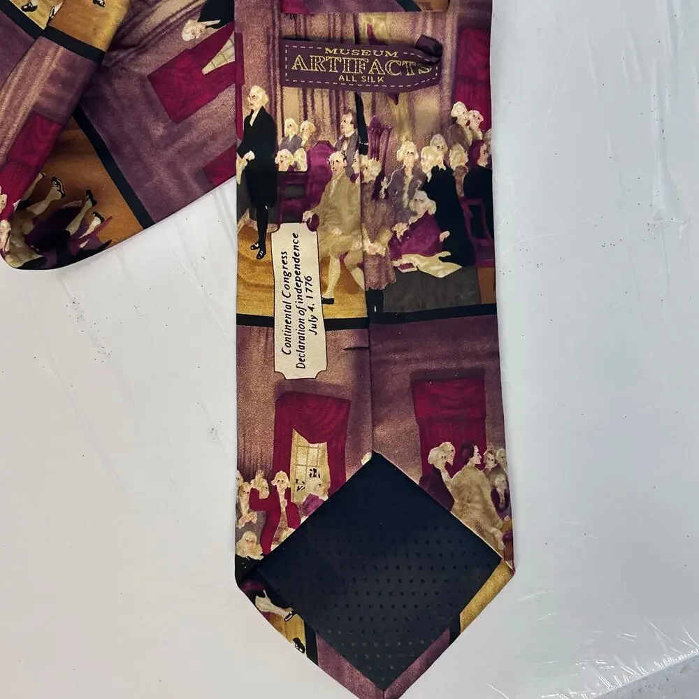 Museum Artifacts Silk Tie Declaration of Independence 1776 History Novelty